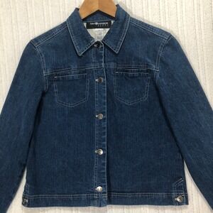 Sag Harbor Denim Jacket Embroidered Flowers Petite‎ Jean Jacket XS